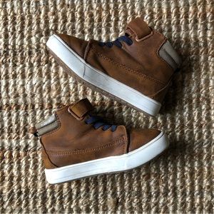 Brown Leather-like high top toddler sneakers 8T